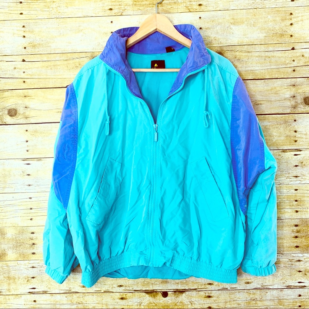 Liz Sport Jacket Vintage Light Blue & Purple Large - Picture 1 of 4